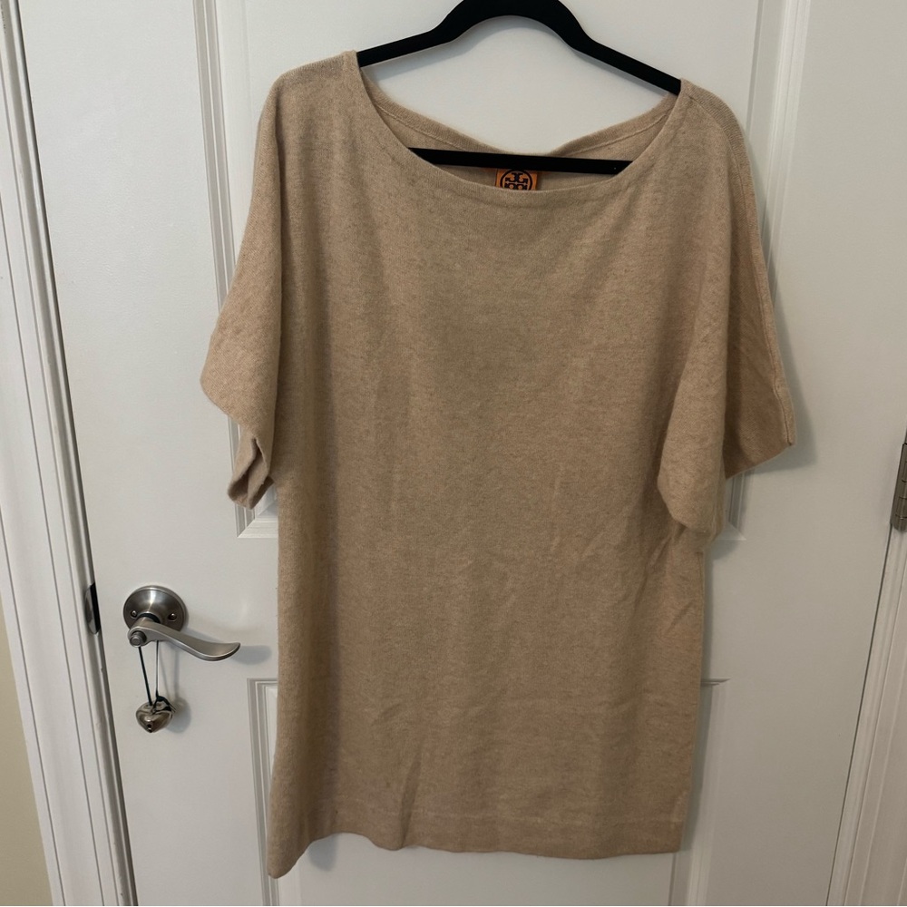 Womens Tory Burch Tunic Sweater, 100% Cashmere, M, Tan, EUC
